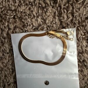 Gold Herringbone Chain Bracelet - Sleek Shiny Finish